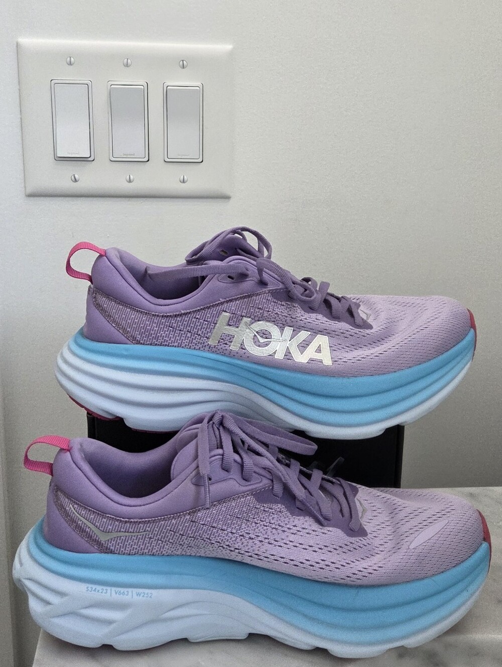 Hoka Bondi 8 Purple (Chalk Violet / Pastel Lilac) Women’s Lace-up Sneakers - Picture 4 of 16